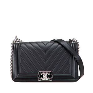 Pre-Loved Chanel Old Medium Chevron Calfskin Boy Flap